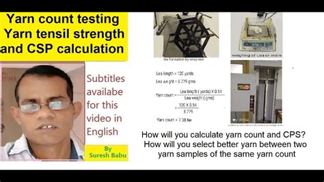 yarn strength tester distribute|yarn tensile strength calculation.